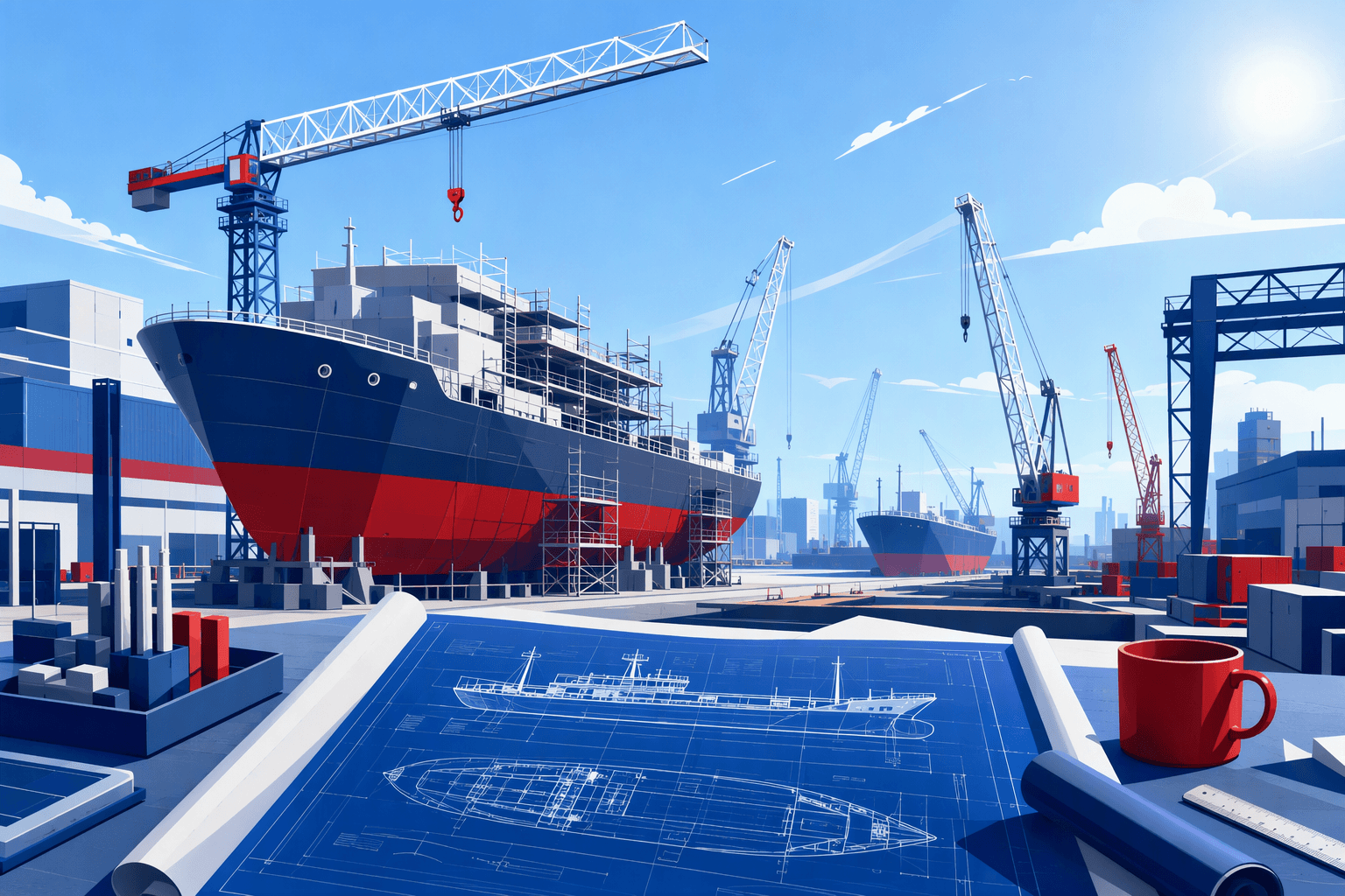 Defense shipyard facility - illustration, Jake Team LLC