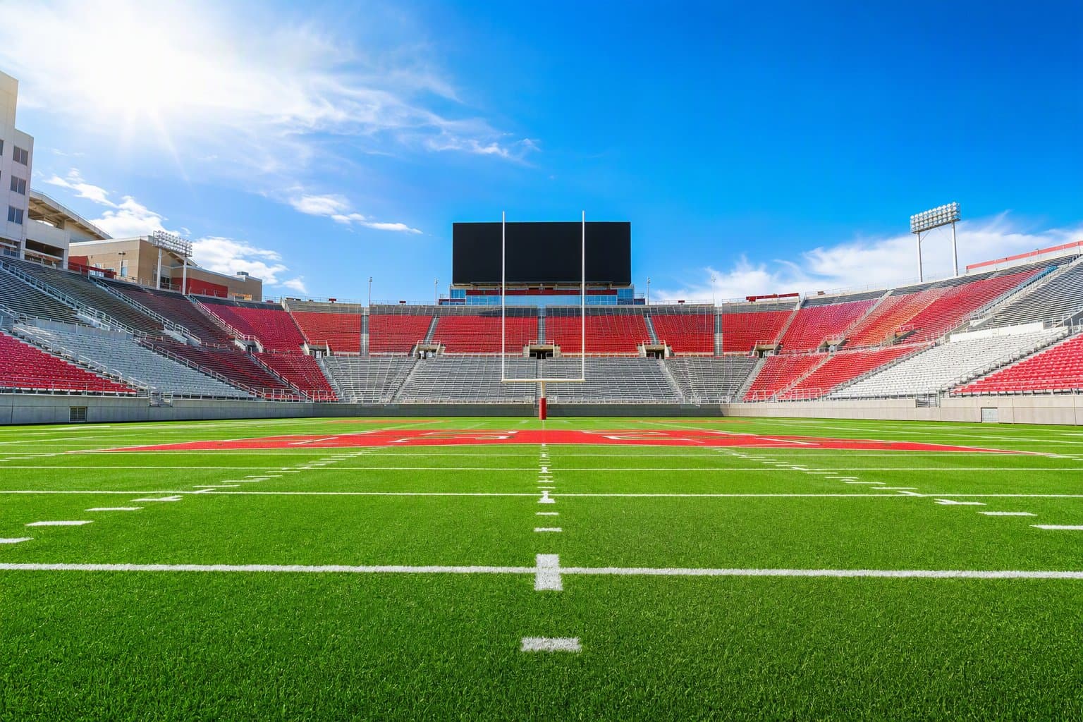Sunlit stadium field - illustration, Jake Team LLC