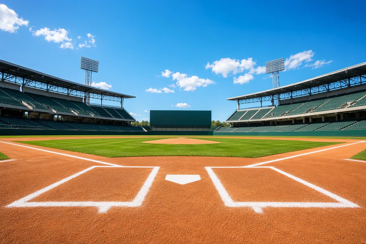 Sunlit Baseball Stadium - illustration, Jake Team LLC