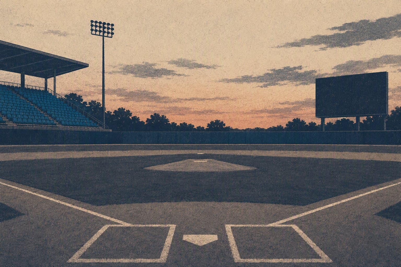 Evening Baseball Field - illustration, Jake Team LLC