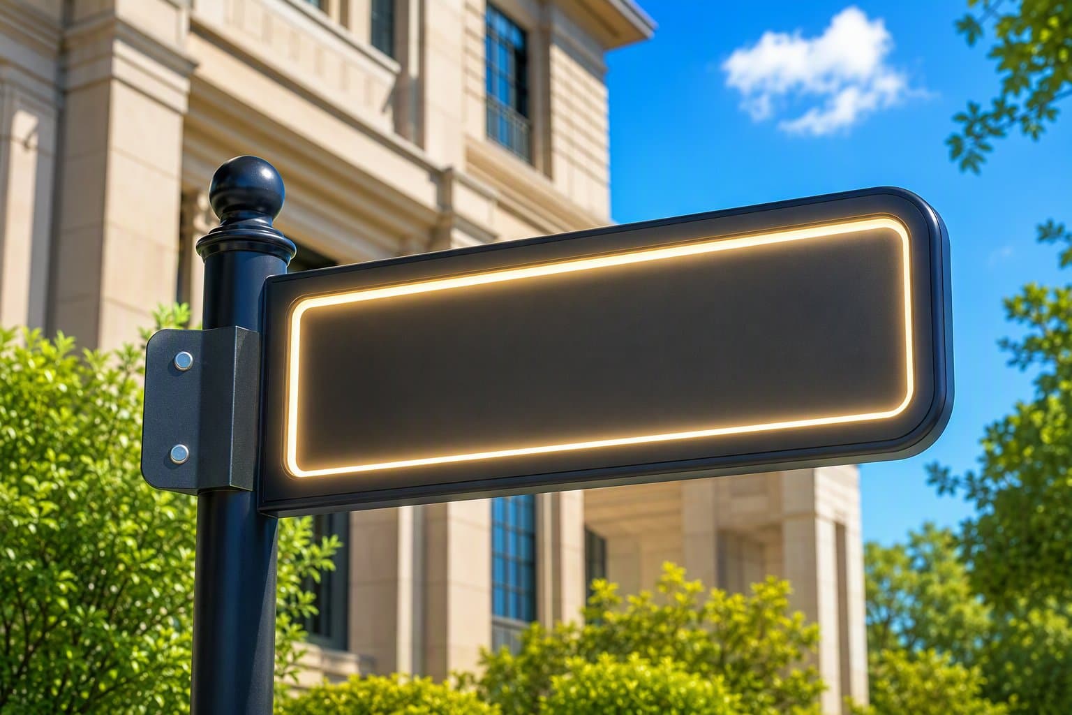 Illuminated civic signage - illustration, Jake Team LLC