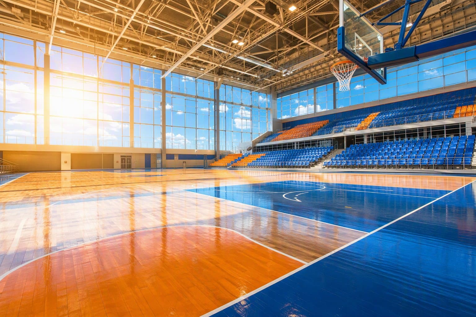 Sunlit basketball court - illustration, Jake Team LLC