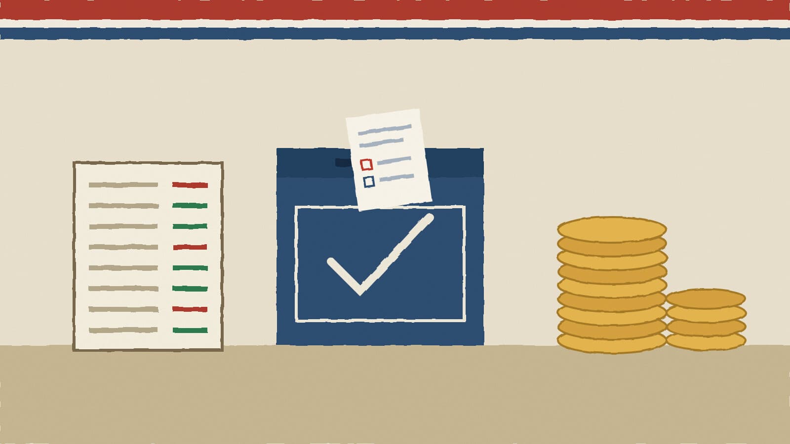 Campaign ledger and ballot box - illustration, Jake Team LLC