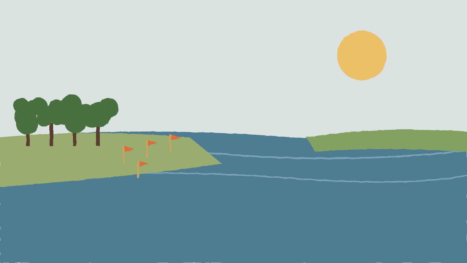 Lakeshore land and survey stakes - illustration, Jake Team LLC