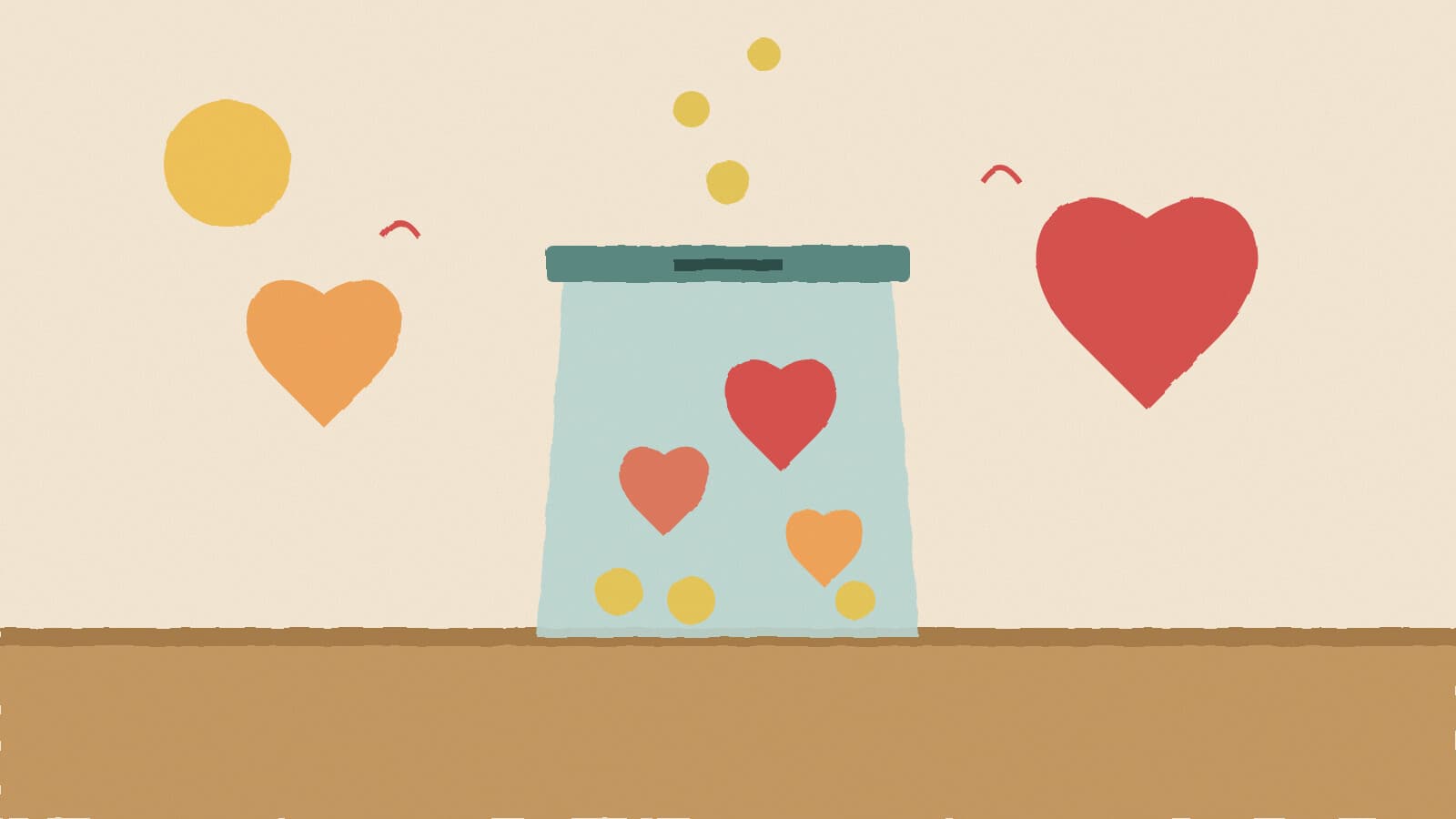 Donation jar full of hearts - illustration, Jake Team LLC