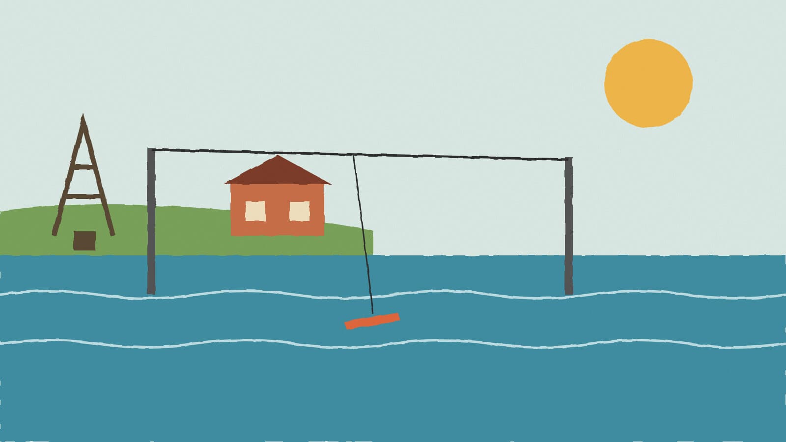 Wake park cable over lake - illustration, Jake Team LLC