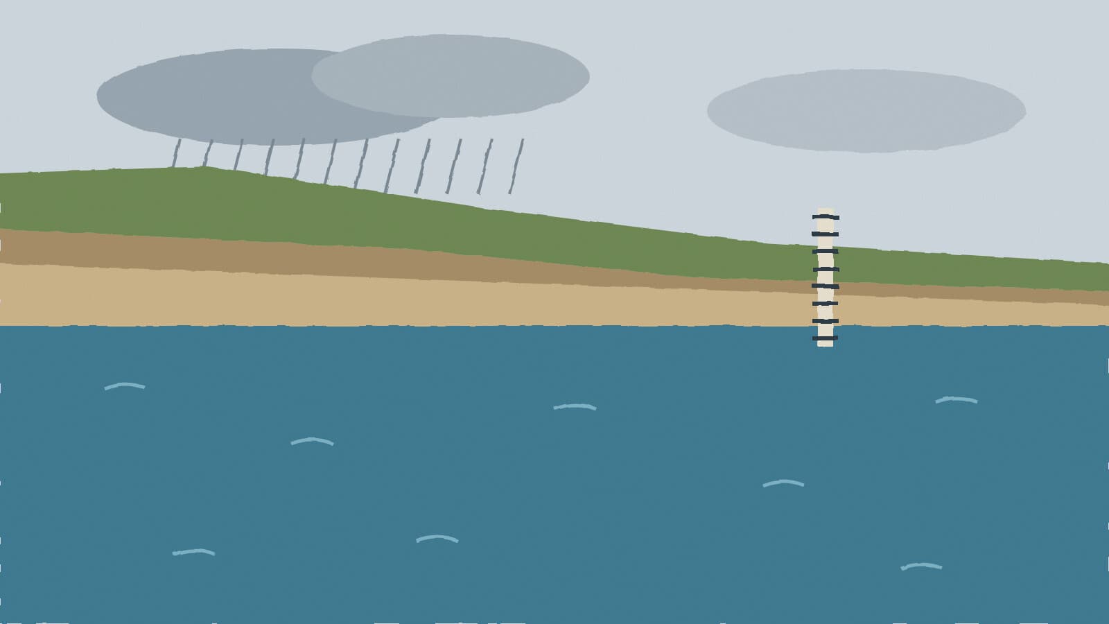 Lakeshore below normal level - illustration, Jake Team LLC