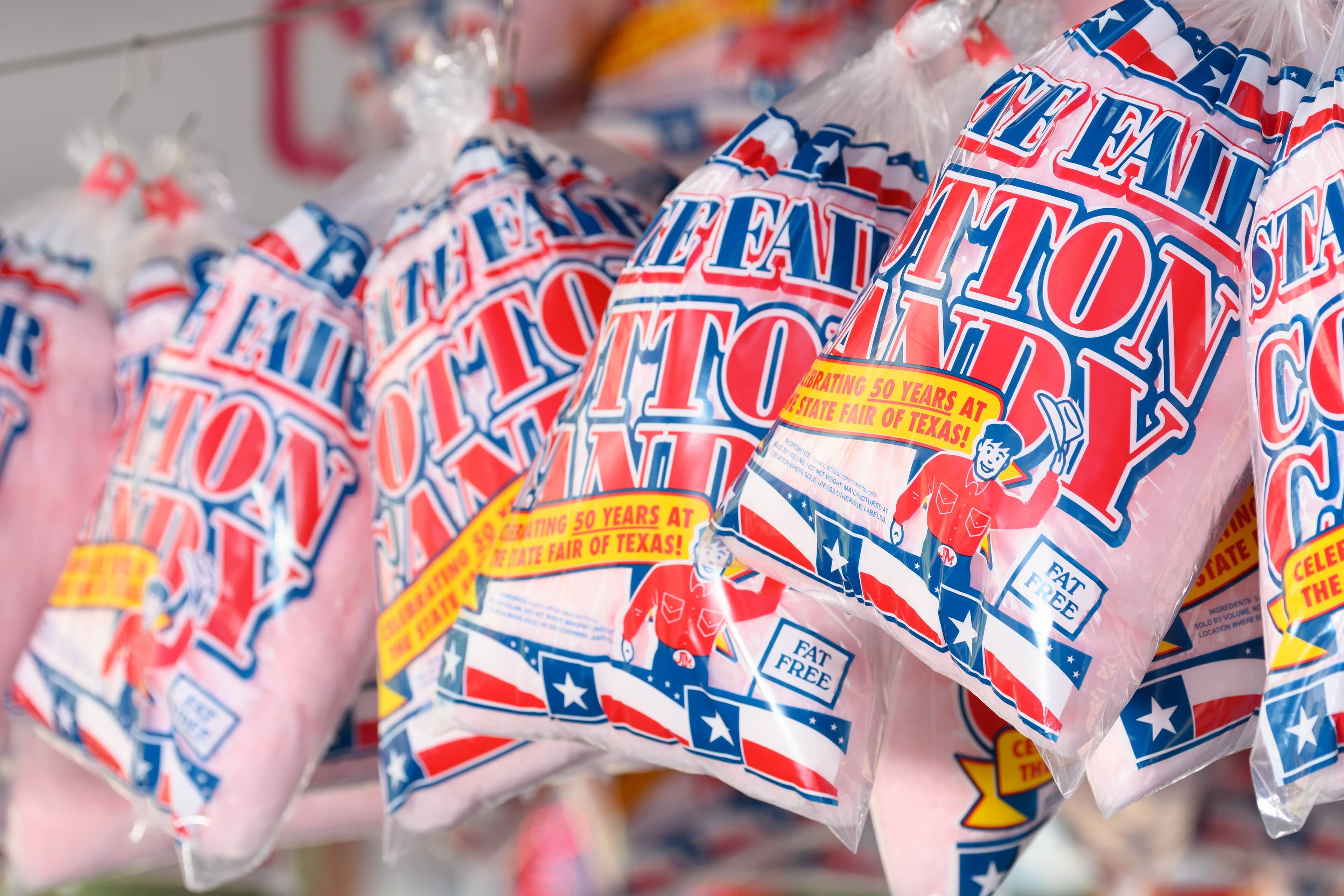 File photo: Bags of cotton candy carry State Fair of Texas labels.