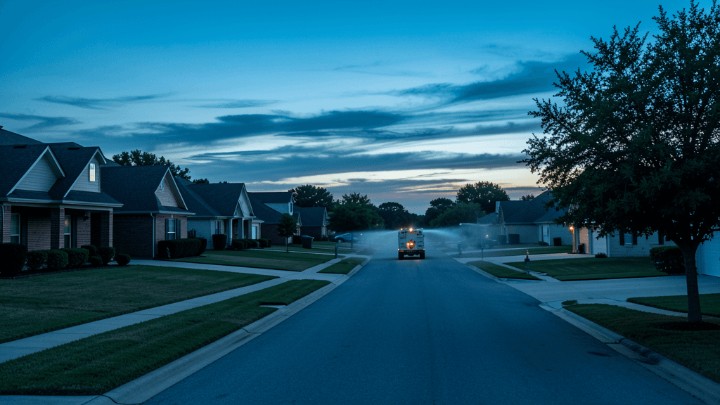Little Elm mosquito spraying after West Nile virus detection — illustration, Jake Team LLC